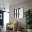 MON MARCHE DECO - Verrière 4 Carreaux - En Kit - Noir Sablé - Verre Dépoli - vignette