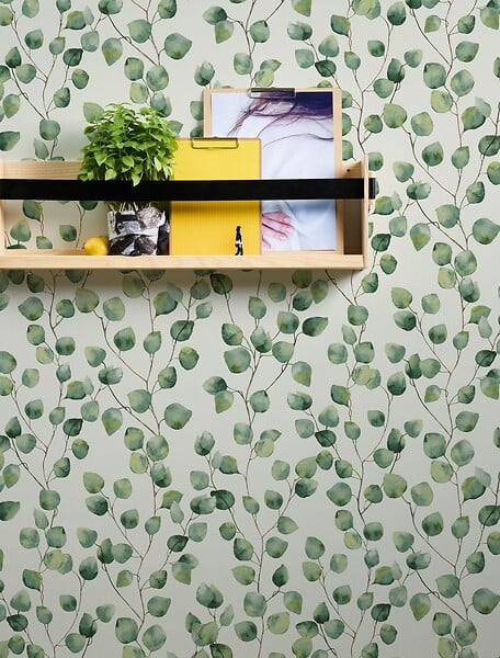 AS CREATION - Papier peint préencollé microfeuilles vert - L.10,05xl.0,53m - large
