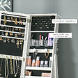 HOMCOM - Armoire à bijoux sur pied multi-rangement avec miroir LED MDF blanc - vignette