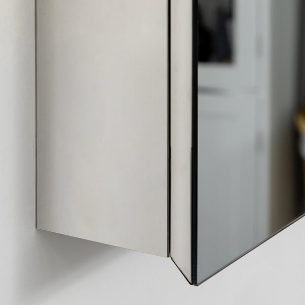 KLEANKIN - Armoire miroir murale salle de bain toilette dim. 39L x 12l x 60H cm acier inox. verre - large