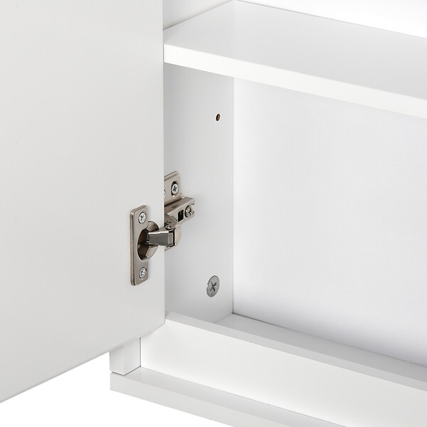 HOMCOM - Armoire murale miroir salle de bain 2 étagères dim. 48L x 14l x 45H cm panneaux particules MDF blanc - large