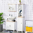 HOMCOM - Armoire murale de salle de bain avec étagère réglable et 2 portes avec miroir en MDF - dim. 56I x 14P x 46H cm - vignette