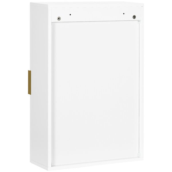 KLEANKIN - Armoire murale de salle de bain - porte, 2 étagères - poignée métal doré MDF blanc - large