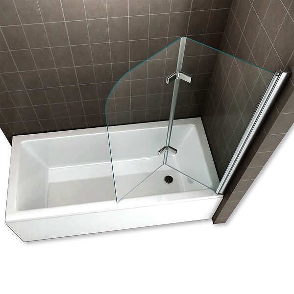 SANIVERRE - BALY Pare-baignoire 130x140 cm pliant & pivotant verre transparent anticalcaire - large
