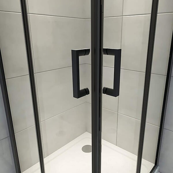 SANIVERRE - LANABLACK Cabine de douche 85x85 H180 cm transparent verre 6 mm porte coulissante - large