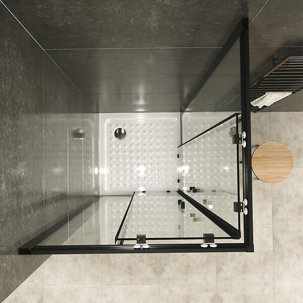 SANIVERRE - LANABLACK+ Cabine de douche 80x100 H190 cm transparent verre 6 mm porte coulissante - large