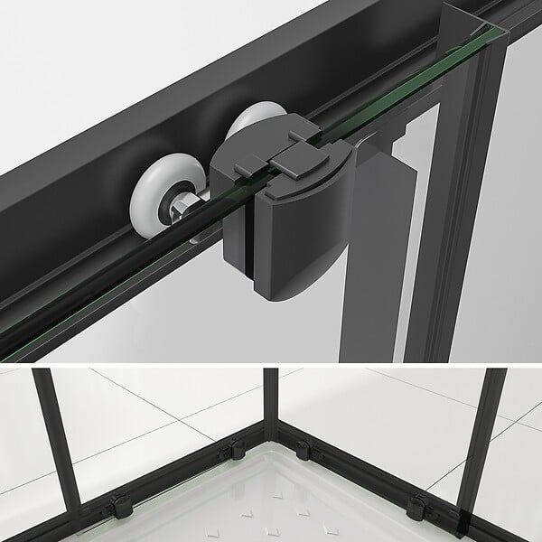 SANIVERRE - LANABLACK+ Cabine de douche 80x100 H190 cm transparent verre 6 mm porte coulissante - large