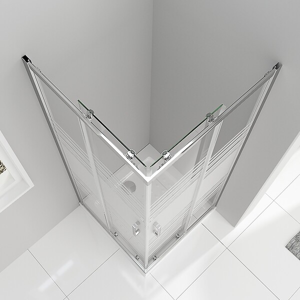 SANIVERRE - LANA Cabine de douche coulissante 75x90 H190 cm semi-opaque verre 6 mm - large