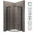 SANIVERRE - TIBYBLACK Cabine de douche 80x80 H190 cm + receveur 1/4 de cercle noir verre transparent 6 mm - vignette