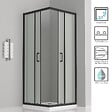 SANIVERRE - LANABLACK Cabine de douche 80x80 H185 cm opaque verre 6 mm porte coulissante - vignette