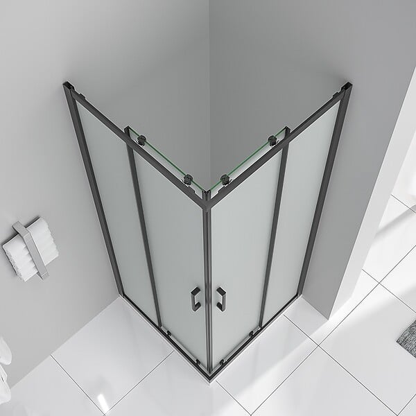 SANIVERRE - LANABLACK Cabine de douche 80x80 H185 cm opaque verre 6 mm porte coulissante - large