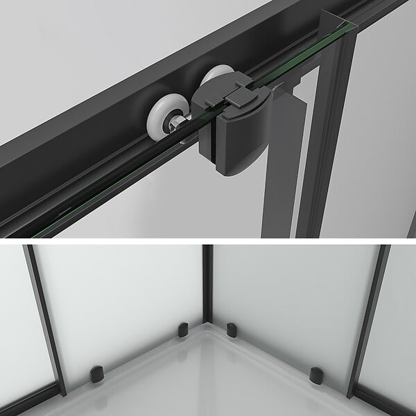SANIVERRE - LANABLACK Cabine de douche 80x80 H185 cm opaque verre 6 mm porte coulissante - large