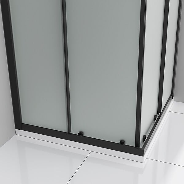 SANIVERRE - LANABLACK Cabine de douche 80x80 H185 cm opaque verre 6 mm porte coulissante - large