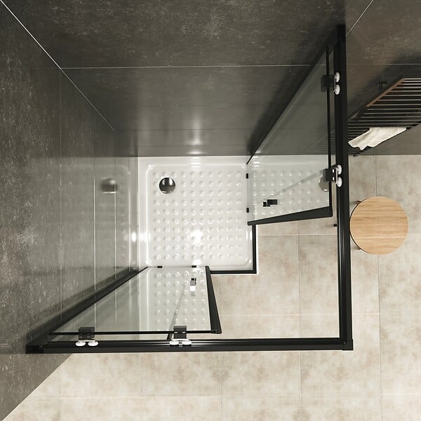 SANIVERRE - LANABLACK+ Cabine de douche 90x90 H190 cm transparent verre 6 mm porte coulissante - large