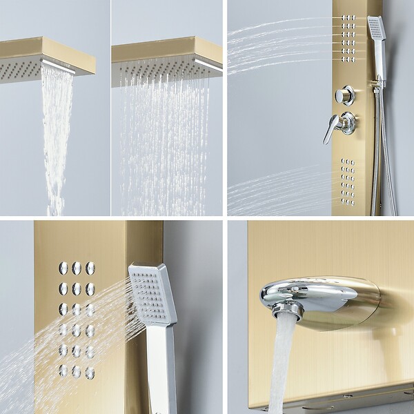 SANIVERRE - LULY Colonne de douche hydromassante 4 jets +1 robinet Or - large