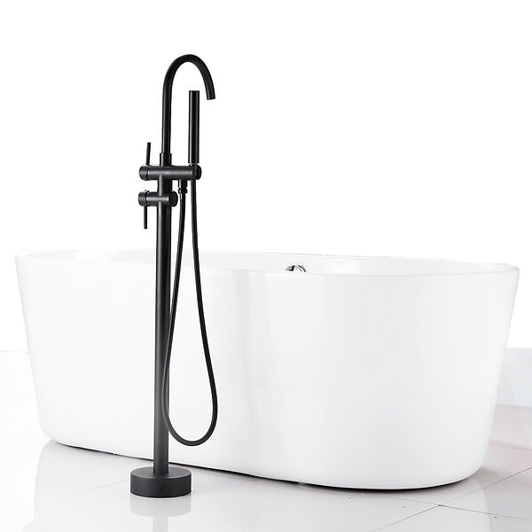 SANIVERRE - MATY Robinet sur pied baignoire îlot - Chrome Noir - large