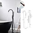 SANIVERRE - MATY Robinet sur pied baignoire îlot - Chrome Noir - vignette