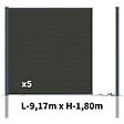 DECKLINEA - Kit Clôture Bois Composite Anthracite 9x1,8m RIO - Poteaux en Aluminium Gris - Brise Vue - Palissade - vignette