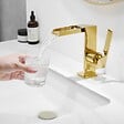 SANIVERRE - CEZIO Robinet mitigeur bec cascade ouvert chrome Or brillant - vignette