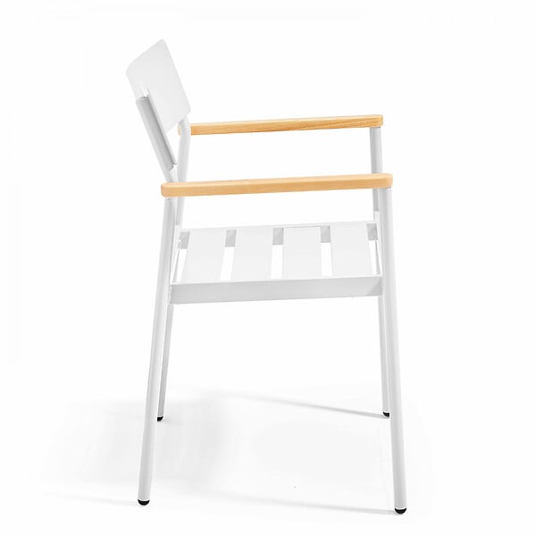 OVIALA - Fauteuil de jardin en aluminium et bois blanc  - Leeds - large
