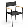OVIALA - Fauteuil de jardin en aluminium et bois noir  - Leeds - vignette