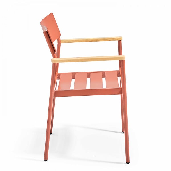 OVIALA - Fauteuil de jardin en aluminium et bois terracotta  - Leeds - large