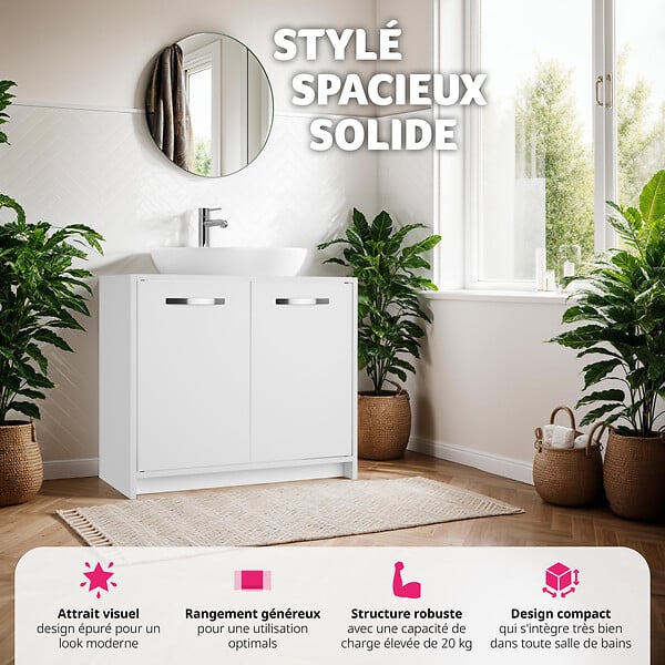 TECTAKE - Meuble sous-lavabo Katalina, spacieux, capacité de charge de 20 kg - large