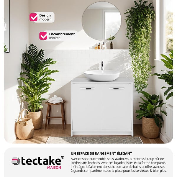 TECTAKE - Meuble sous-lavabo Katalina, spacieux, capacité de charge de 20 kg - large