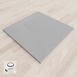 SANIVERRE - BAYA Receveur de douche 80 x 80 cm Gris extra-plat aspect pierre + bonde incluse - vignette