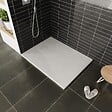 SANIVERRE - BAYA Receveur de douche 70 x 120 cm Blanc extra-plat aspect pierre + bonde incluse - vignette