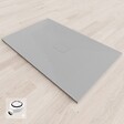 SANIVERRE - BAYA Receveur de douche 100 x 140 cm Gris extra-plat aspect pierre + bonde incluse - vignette