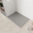 SANIVERRE - BAYA Receveur de douche 100 x 140 cm Gris extra-plat aspect pierre + bonde incluse - vignette