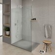 SANIVERRE - BAYA Receveur de douche 100 x 140 cm Gris extra-plat aspect pierre + bonde incluse - vignette