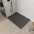 SANIVERRE - BAYA Receveur de douche 100 x 140 cm Noir extra-plat aspect pierre + bonde incluse - vignette