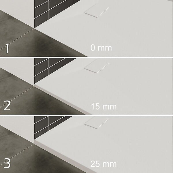 SANIVERRE - BAYA Receveur de douche 80 x 80 cm Blanc extra-plat aspect pierre + bonde incluse - large