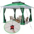 VOUNOT - Tonnelle de jardin exterieure pliable avec moustiquaire Pop up 3.6x3.6m vert - vignette