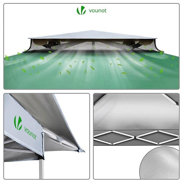 VOUNOT - Tonnelle de jardin exterieure pliable avec moustiquaire Pop up 3.6x3.6m vert - large