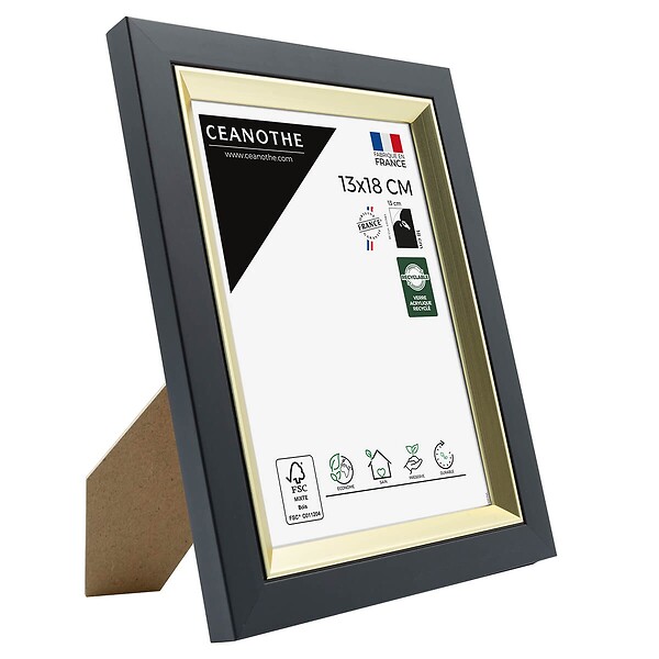 CEANOTHE - Cadre photo Actual noir doré 13x18 cm - large