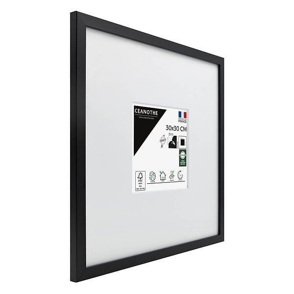 CEANOTHE - Cadre photo Wild noir 30x30 cm avec passe-partout 13x13 cm - large