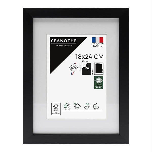 CEANOTHE - Cadre 18X24 Ouv 13X18 Milan noir - large