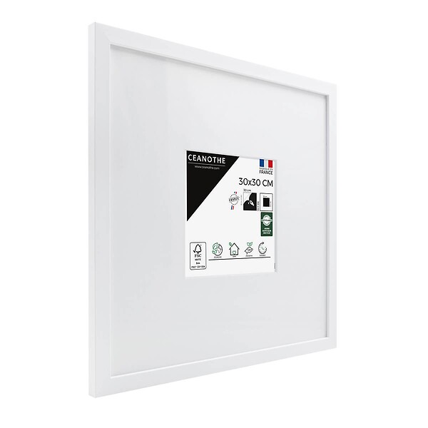 CEANOTHE - Cadre photo Wild blanc 30x30 cm avec passe-partout 13x13 cm - large