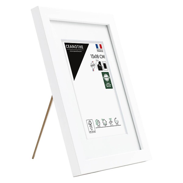 CEANOTHE - Cadre photo Wild blanc 13x18 cm avec passe-partout 9x13 cm - large