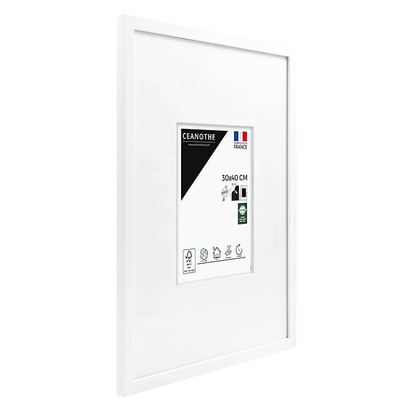 CEANOTHE - Cadre photo Wild blanc 30x40 cm avec passe-partout 15x20 cm - large