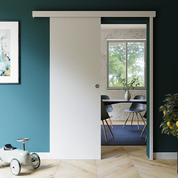 COULICOOL - Porte Coulissante avec Rail + Serrure - Prépeinte Plane 73 cm - large