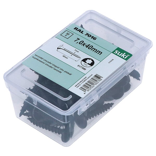 SUKI - Vis connecteur de poteau - Anthracite - 7x40mm - Lot de 50 - large