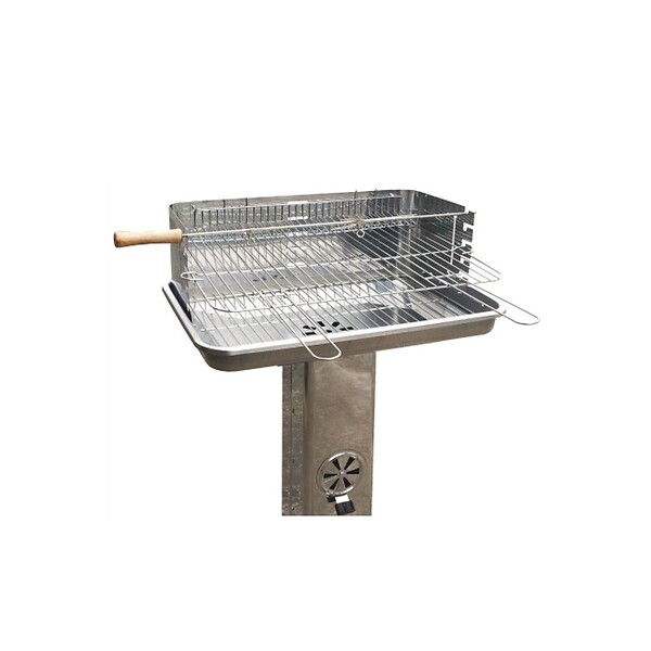 KZ GARDEN - Barbecue à Charbon Inox Grille de Cuisson 58 x 38cm Broche à Rôtir - large