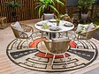JARDILINE - Table de jardin en aluminium ronde coloris blanc Capri - 6 places - Jardiline - vignette