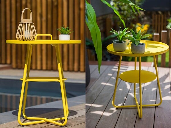 JARDILINE - Table basse ronde en aluminium jaune Thasos Ø 50 cm - Jardiline - large