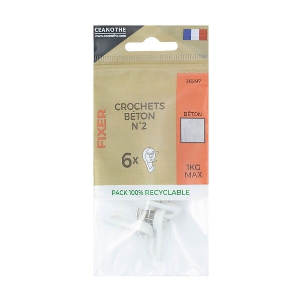 CEANOTHE - Sachet 6 crochets beton n°2 - large