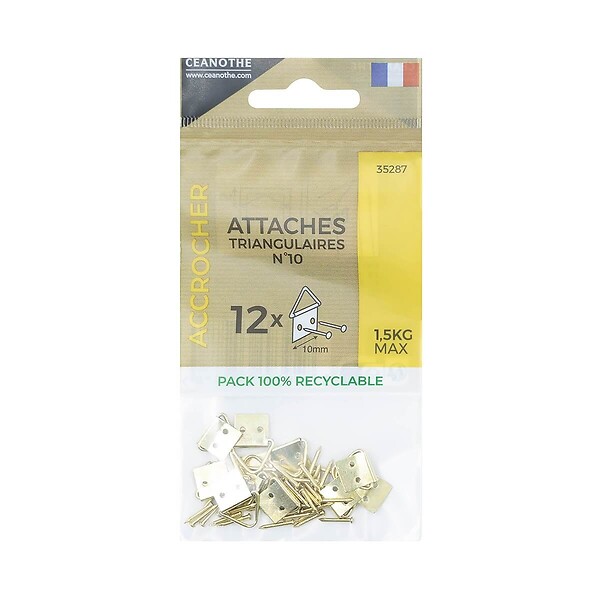 CEANOTHE - Sachet 12 attaches triangulaires n°10 - large